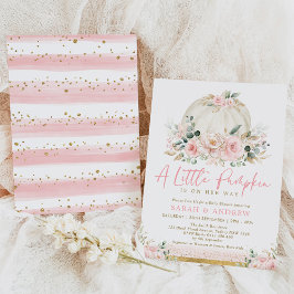Invitación Baby Shower de caída de la flor de oro rosado de l