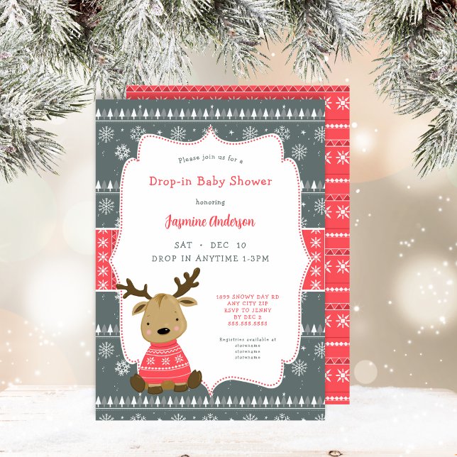 Invitación Baby Shower de caída de venado de invierno (Subido por el creador)