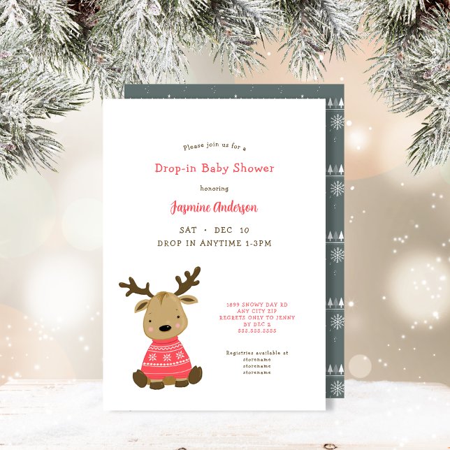 Invitación Baby Shower de caída de venado de invierno (Subido por el creador)