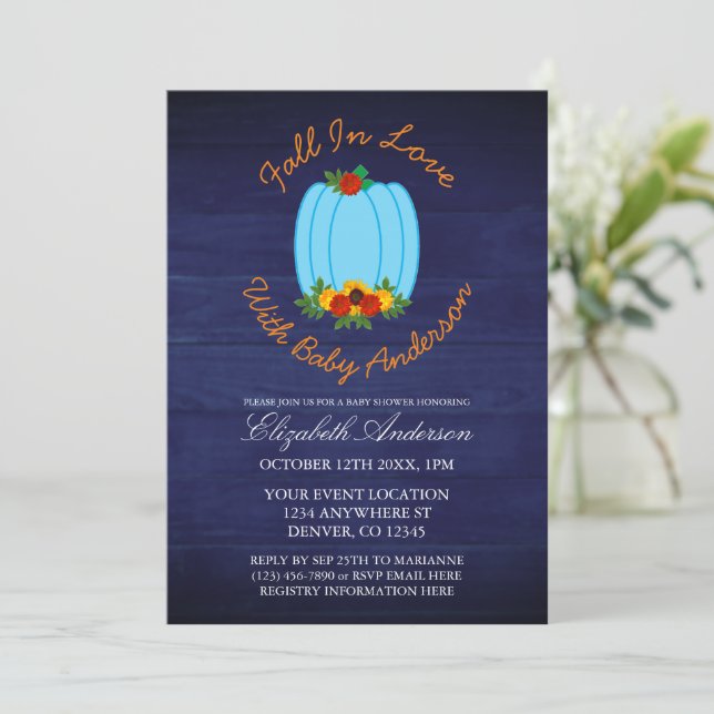 Invitación Baby Shower De Caída En Amor (Anverso de pie)