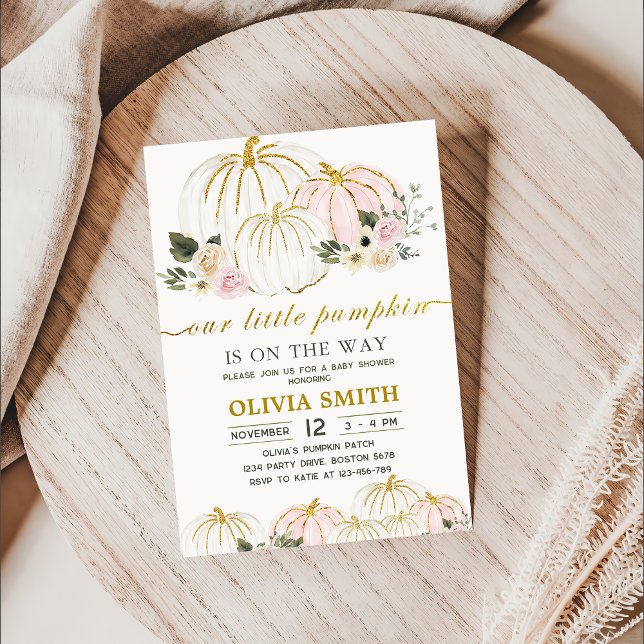 Invitación Baby Shower de caída floral de calabaza rusa (Subido por el creador)