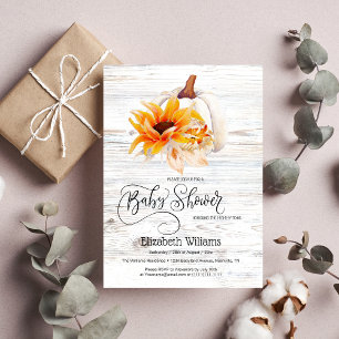 Invitación Baby Shower de calabaza acuática de madera blanca 
