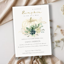 Invitación Baby Shower de calabaza azul exitosa