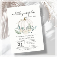 Invitación Baby Shower de calabaza blanca