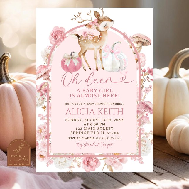 Invitación Baby Shower de calabaza blanca y de ciervo rosa ot (Subido por el creador)