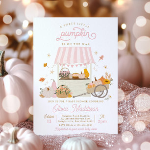 Invitación Baby Shower de calabaza de Chica rosa ruso