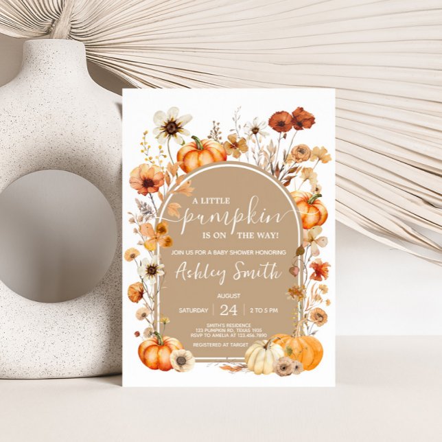 Invitación Baby Shower de calabaza de flores silvestres (Wildflower Pumpkin Baby Shower Invitation
)