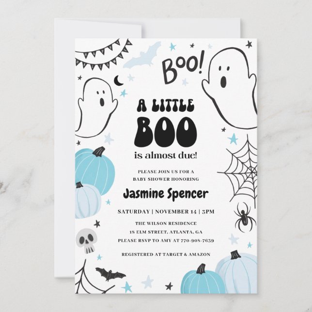 Invitación Baby Shower de calabaza de Halloween (Anverso)