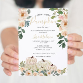 Invitación Baby Shower de calabaza de verdor blanc