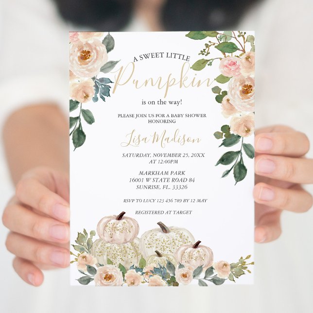 Invitación Baby Shower de calabaza de verdor blanc (Subido por el creador)