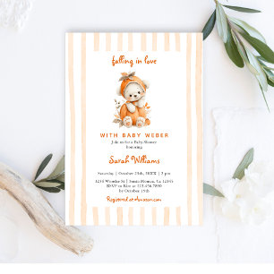 Invitación Baby Shower de calabaza del oso otoño