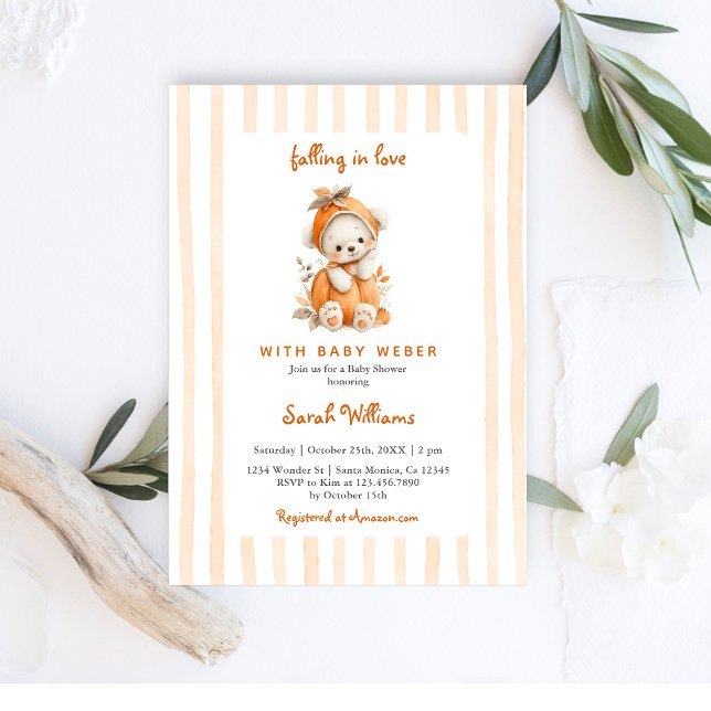 Invitación Baby Shower de calabaza del oso otoño (Subido por el creador)