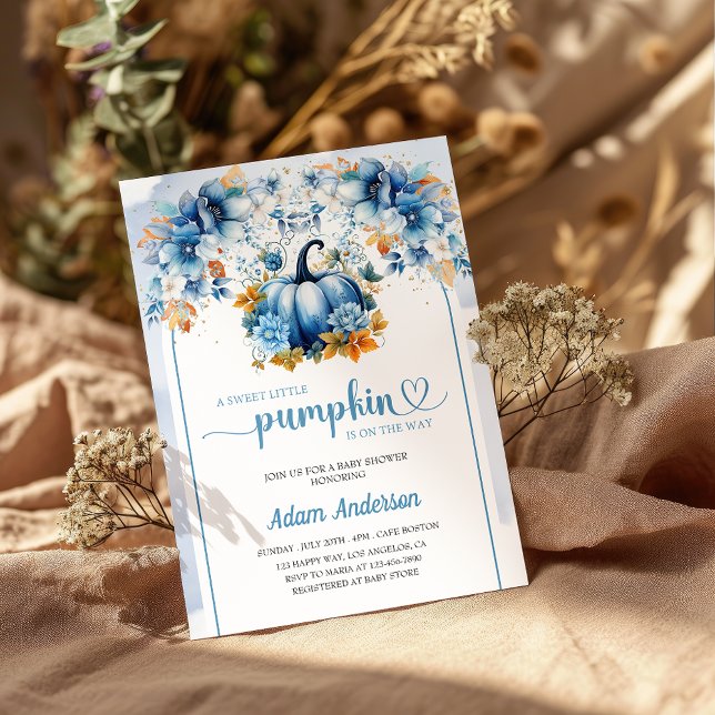 Invitación Baby Shower de calabaza dulce azul (Subido por el creador)