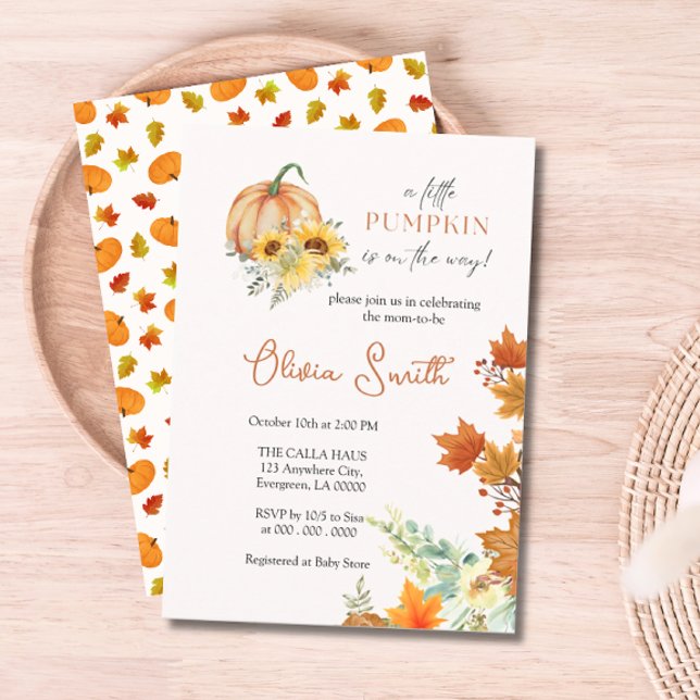 Invitación Baby Shower de calabaza floral (Floral Pumpkin Baby Shower Invite)