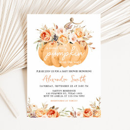 Invitación Baby Shower de calabaza floral naranja