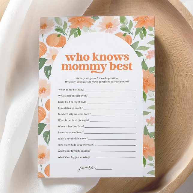 Invitación Baby Shower de calabaza floral que conoce mejor a  (Subido por el creador)