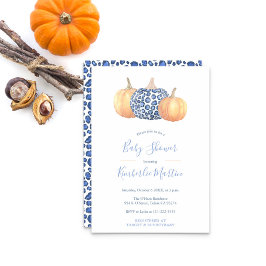 Invitación Baby Shower De Calabaza Impresa De Leopardo Azul Y