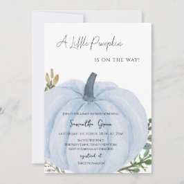 Invitación Baby Shower de calabaza Minimalista azul