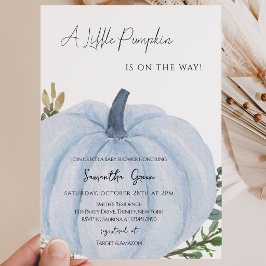 Invitación Baby Shower de calabaza Minimalista azul