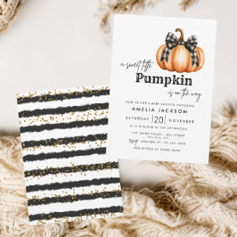 Invitación Baby Shower de calabaza negra y Naranja minimalist