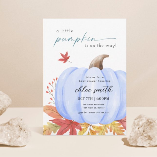 Invitación Baby Shower de calabaza pequeña azul (Subido por el creador)