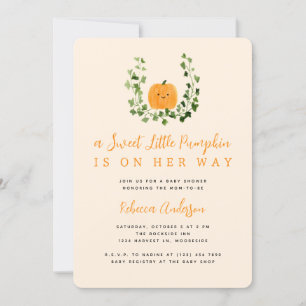 Invitación Baby Shower de calabaza pequeña y dulce