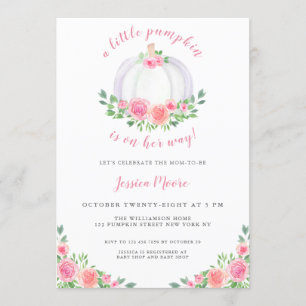 Invitación Baby Shower de calabaza rosa
