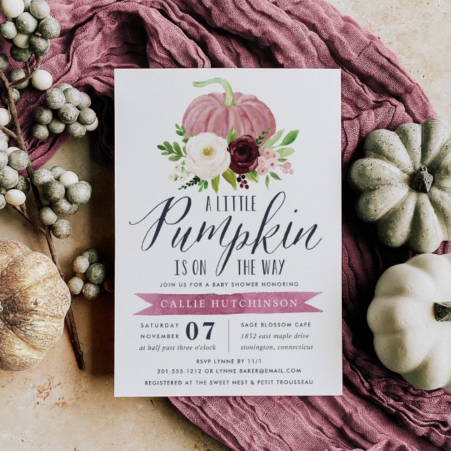 Invitación Baby Shower de calabaza rosa (Subido por el creador)