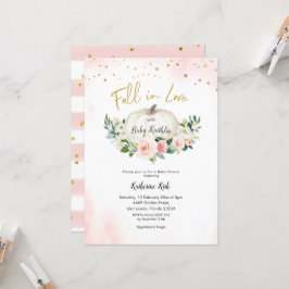 Invitación Baby Shower de calabaza rosa dorada se enamora