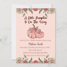 Invitación Baby Shower de calabaza rosa floral