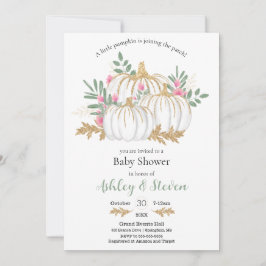Invitación Baby Shower de calabaza rosa y verde