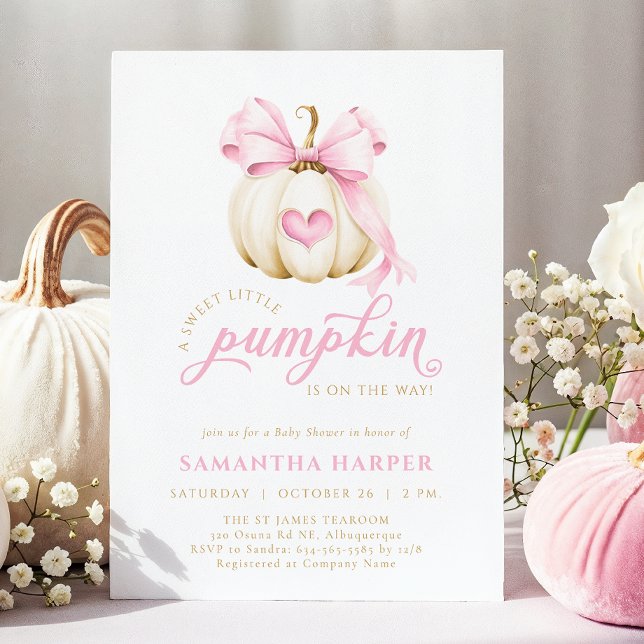 Invitación Baby Shower de calabaza rosada (Subido por el creador)