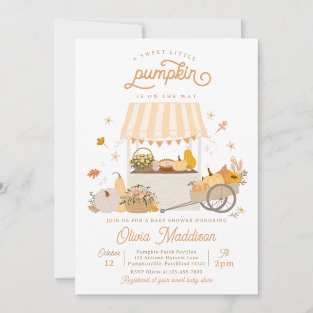 Invitación Baby Shower de calabaza rusa neutral de género (Anverso)