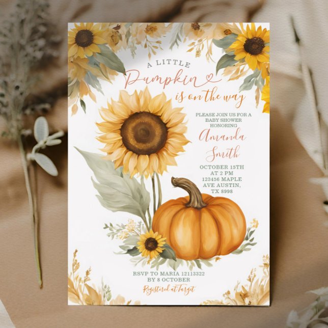 Invitación Baby Shower de calabaza y girasol (Subido por el creador)