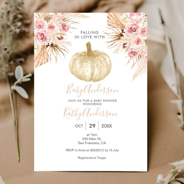 Invitación Baby Shower de calabaza y hierba de Pampas enamorá (Subido por el creador)