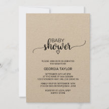 Baby Shower de caligrafía rustica de Kraft