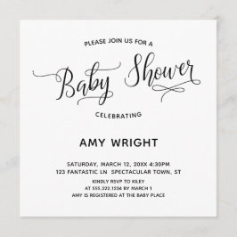 Invitación Baby Shower de caligrafía simple y elegante