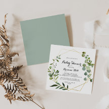 Baby Shower de caligrafía tropical de oro geométri