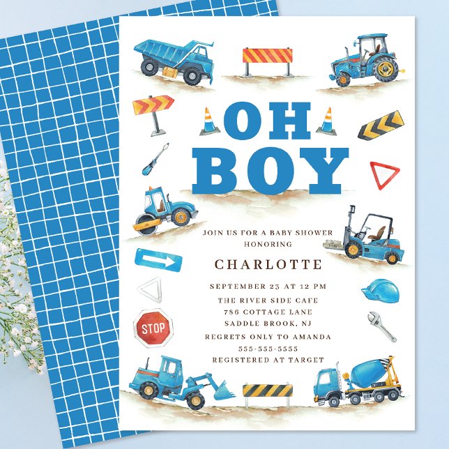 Invitación Baby Shower de Camión de Construcción Cuta (Subido por el creador)