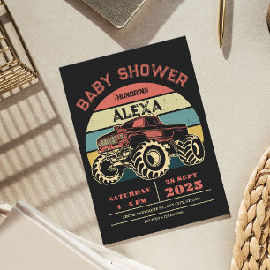 Invitación Baby Shower de camión grande retro