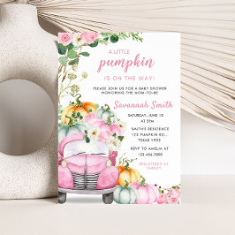 Invitación Baby Shower de Camión Rosado de la Calabaza Caída
