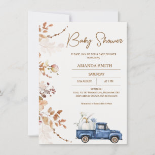 Invitación Baby Shower de camionetas de calabaza beige marrón
