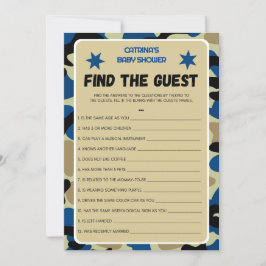 Invitación Baby Shower de Camo Azul - Nombre editable, 5x7