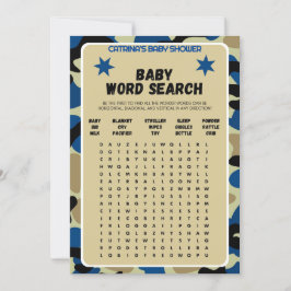 Invitación Baby Shower de Camo Azul - Nombre editable, 5x7