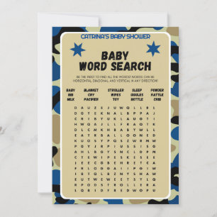 Invitación Baby Shower de Camo Azul - Nombre editable, 5x7