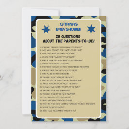 Invitación Baby Shower de Camo Azul - Nombre editable, 5x7