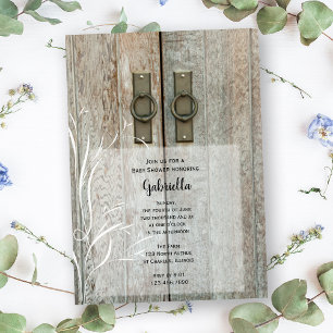 Invitación Baby Shower de campo de doble puerta de granero