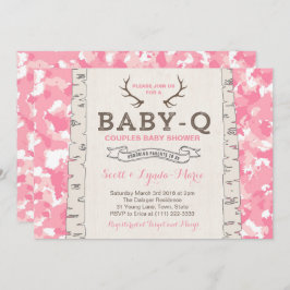 Invitación Baby Shower de Camuflaje Rosa para Chica