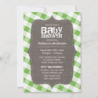 Baby Shower de canvas Green & White Gingham