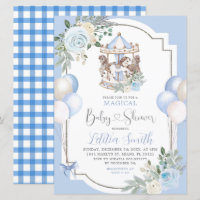 Baby Shower de carrusel mágico azul y plata
